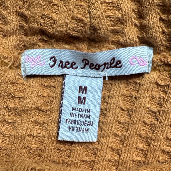 Free People Orange Juicy Long Sleeve Thermal Top Oversized Split Back Med - Picture 3 of 5